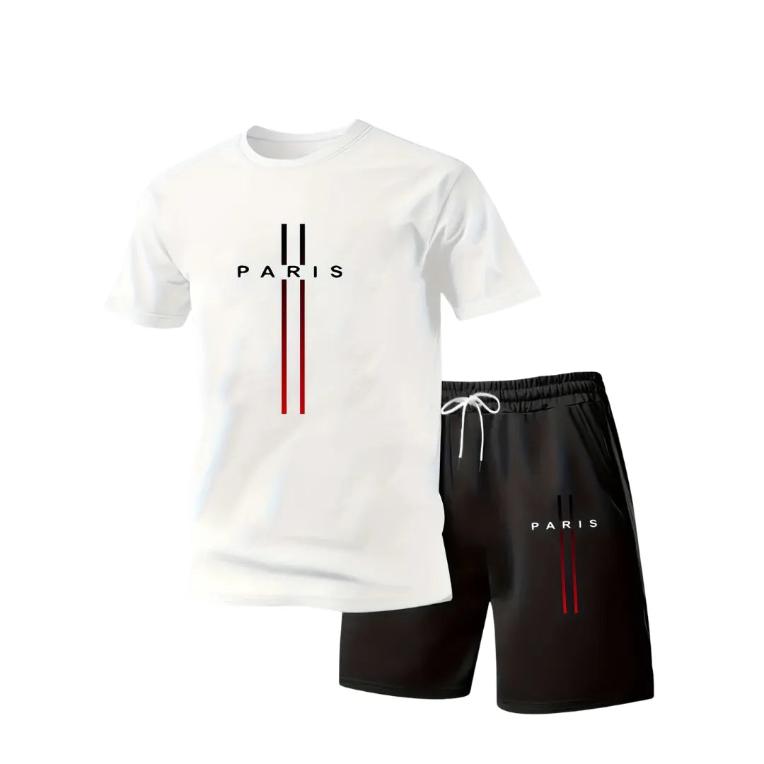 Herren Paris Sommer-Set mit T-Shirt und Shorts